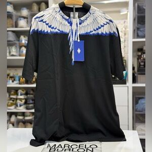 Marcelo Burlon County of Milan Black and Blue Wing T-shirt XL